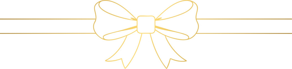Golden Bow and ribbon horizontal long satin