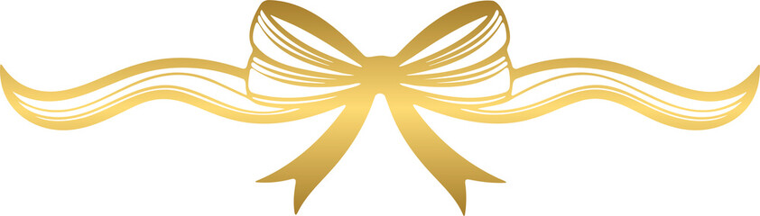 Golden Bow and ribbon horizontal long satin