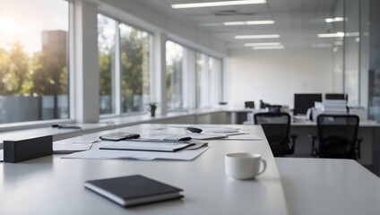 Fototapeta premium empty white office desk