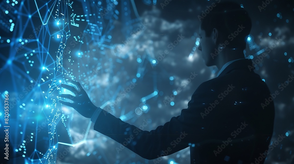 Aufkleber digital information technology concept businessman touching artificial intelligence screen : generat