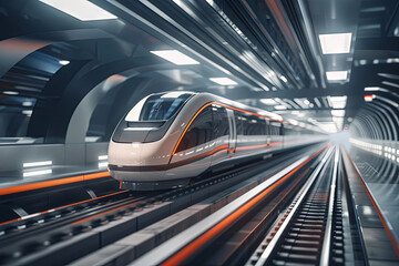 futuristic super high speed railway with cutting-edge train, generative AI