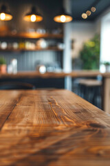 A desk top with blurred background of kitchen. Good for background