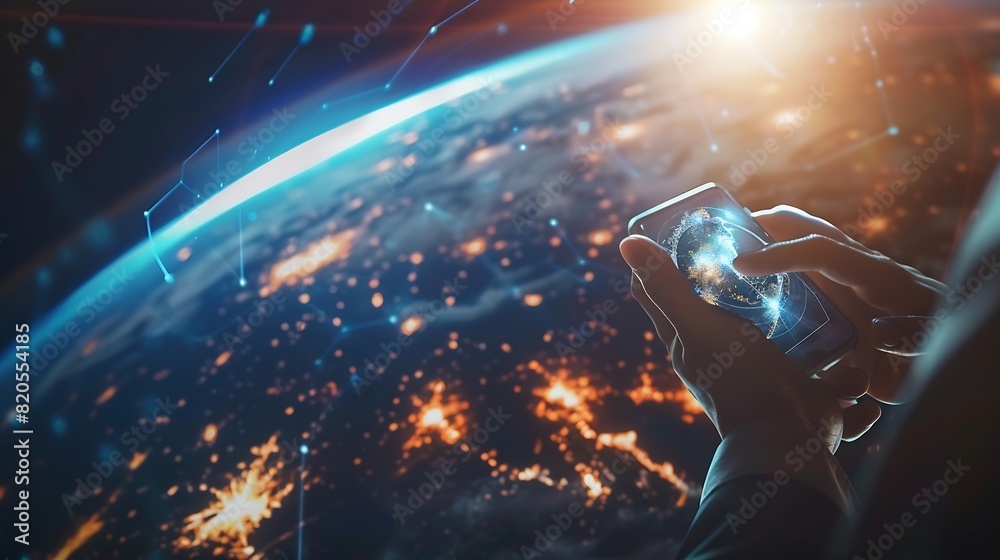 Leinwandbilder businessman using mobile smart phone business global internet connection application technology and 