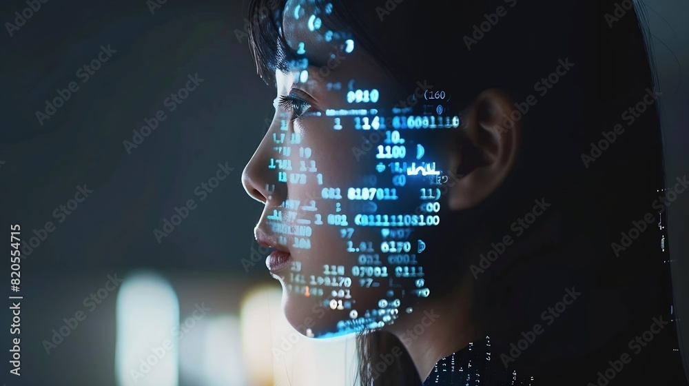 Fototapete Digital transformation concept System engineering Binary code Programming : Generative AI