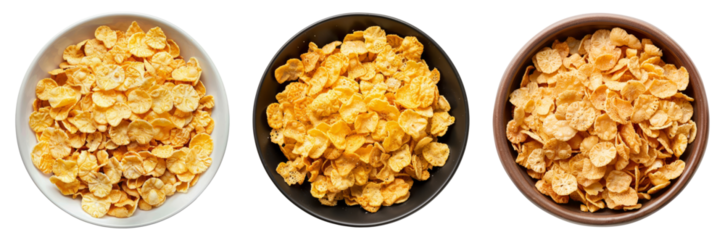 Cornflakes, Bowl, PNG set, top view