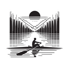 Rowing isolated vector silhouette illustration