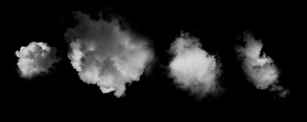 Set of light flowing smoke isolated on black background.	