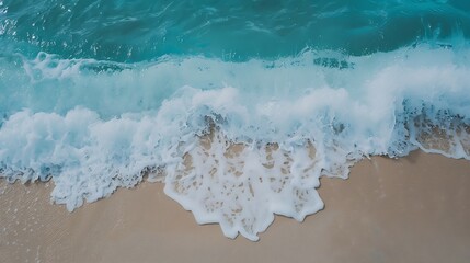 Soft blue ocean wave on clean sandy beach : Generative AI