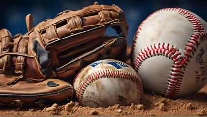 A close up image  of  baseball,baseball glove,baseball bat, made with ai generative