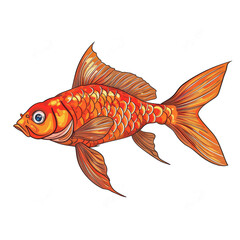 Gold Fish With reddish accent colors with blue eyes