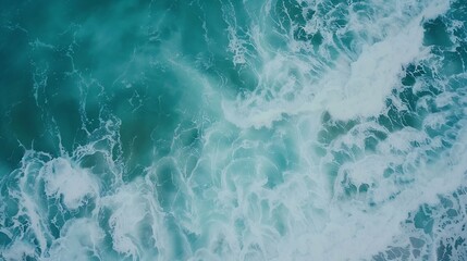 Overhead photo of crashing waves on the shoreline  beach Tropical beach surf Abstract aerial ocean view : Generative AI