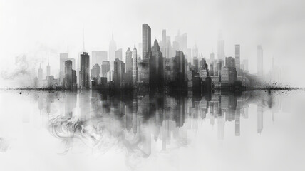 Fototapeta premium Building projects come alive with double exposure graphic design, showcasing the synergy of technology and creativity,generative ai