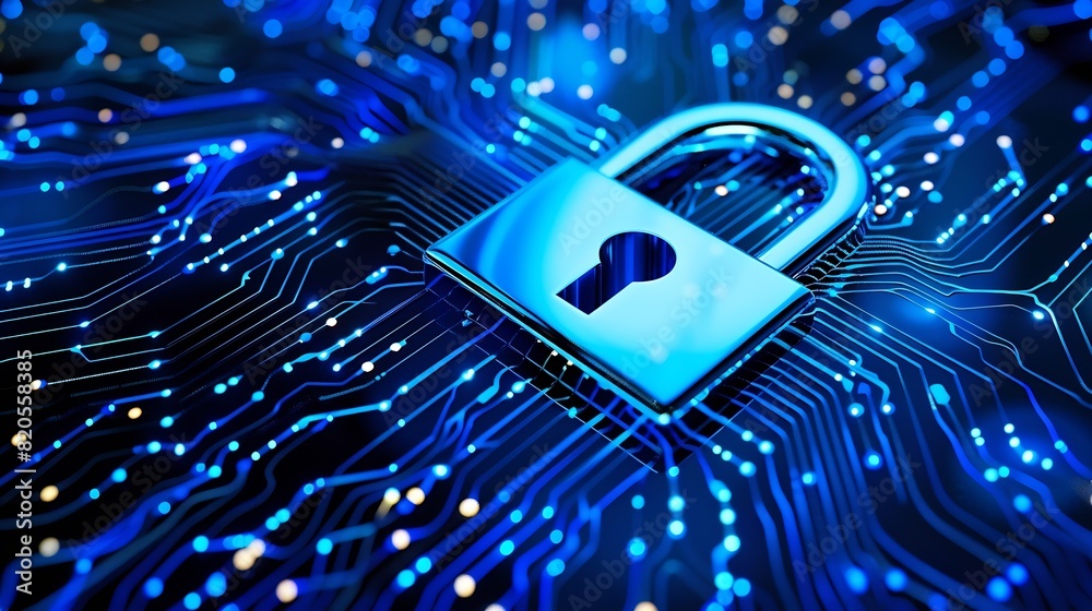 Poster Network security system Personal Data information on TabletInformation and cyber security Technology Services Internet Technology : Generative AI