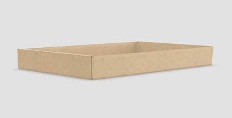 Blank paper food tray template, 3d render illustration.