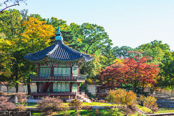 Hyangwonjeong Pavilion located at Gyeongbokgung palace in Seoul, South Korea