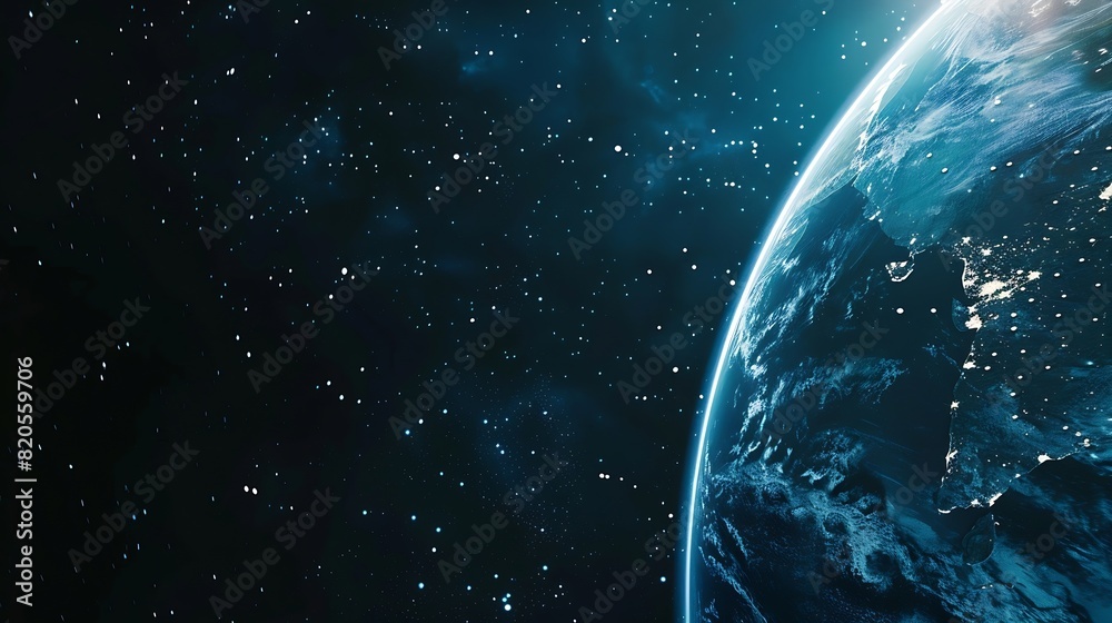 Leinwandbilder Panoramic abstract dot and triangle connection background The world is connect and smaller concept Digital futuristic Earth minimalism background : Generative AI