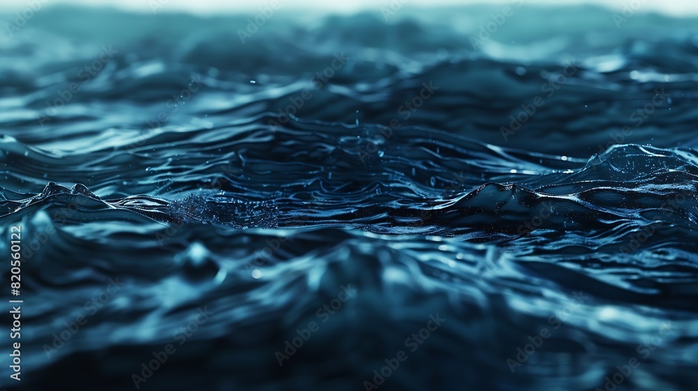 Poster blue textured background of waves with ripples on the water closeup selective focus defocus : genera