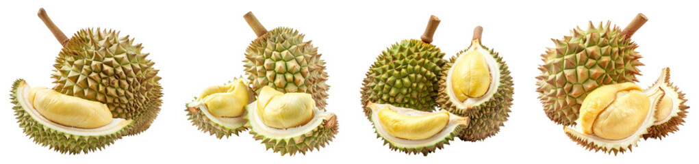Obraz premium Durian fruit, isolated, PNG set