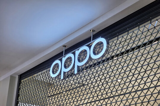 Bangkok, Thailand May 18, 2024 OPPO sign. It is a famous Chinese consumer electronics manufacturer headquartered in Dongguan, Guangdong.