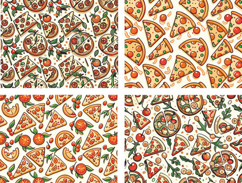 Set of slices of pizza pattern background