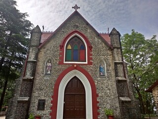  Exterior of Sacred Heart Catholic Church in Mussoorie, Uttarakhand, India.