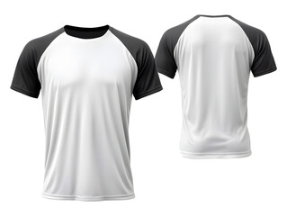 White t-shirt front and back view clothes mockup design for print on isolated white transparent background	