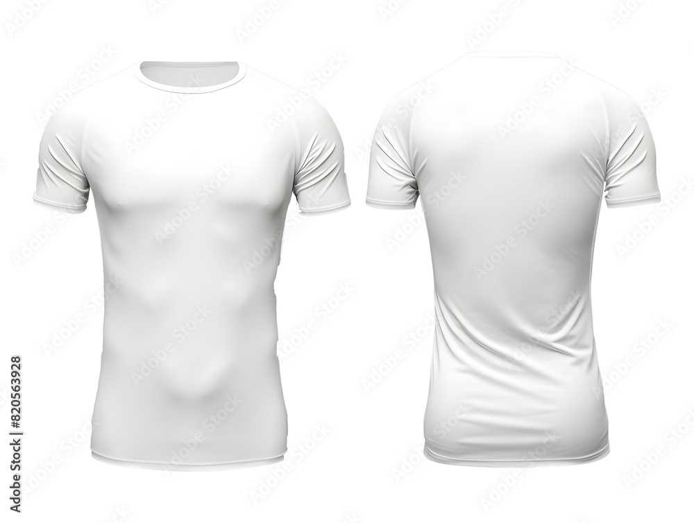 Wall mural White t-shirt front and back view clothes mockup design for print on isolated white transparent background	