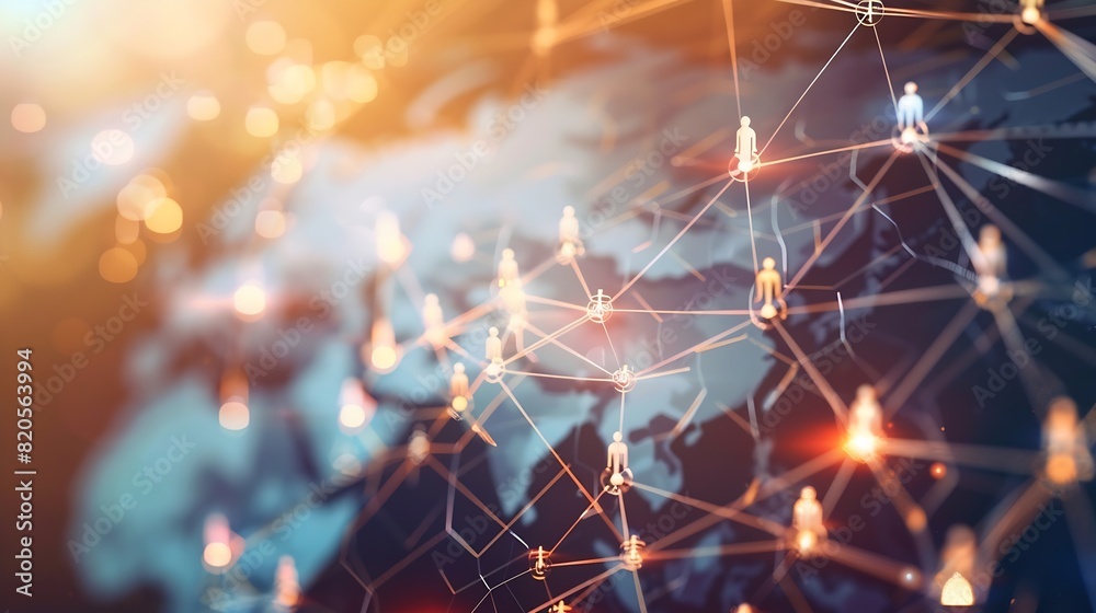 Poster Global business structure of networking Analysis and data exchange customer connection HR recruitment and global outsourcing Customer service Teamwork Strategy Technology and social ne : Generative AI