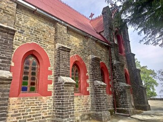 Fototapeta premium Exterior of Sacred Heart Catholic Church in Mussoorie, Uttarakhand, India.
