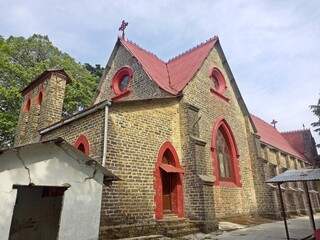 Fototapeta premium Exterior of Sacred Heart Catholic Church in Mussoorie, Uttarakhand, India.