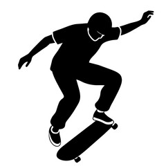 Silhouette of a skateboarder doing a kickflip 
