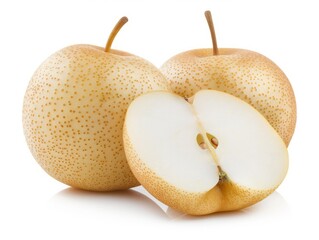 Sliced Asian Pear Standing Alone on a White Canvas - AR 4:3