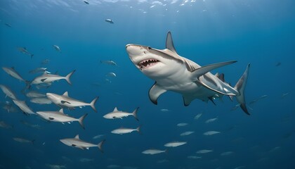A Hammerhead Shark Swimming Gracefully Through A S Upscaled 8