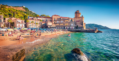 Hot summer day on Santa Maria di Castellabate puclic beach, Italy, Europe. Wonderful outdoor scene...