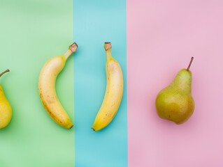 Colorful Fruit Trio: A Vibrant Top-View Composition in AR 4:3