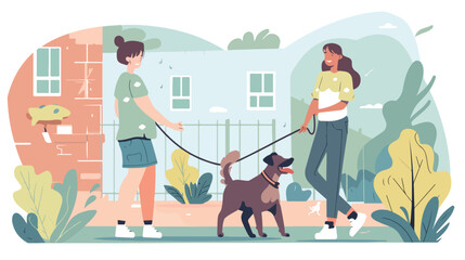 Professional dog walker getting domestic animal from