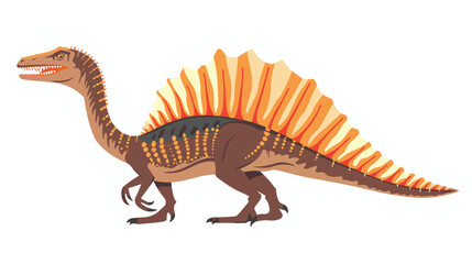 Profile of spinosaurus dino with finlike fan on background