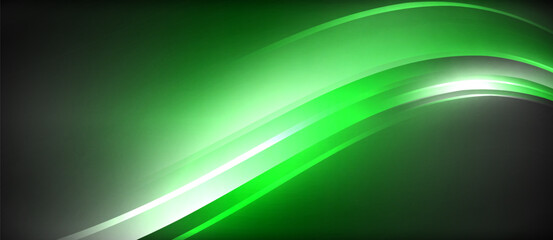 Neon glowing circle rays, light round lines in the dark, planet style neon wave lines. Energetic electric concept design for wallpaper, banner, background