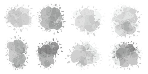 飛び散るインクのあしらいセット　灰色　グレー　水彩