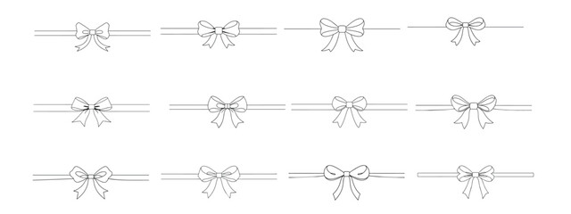 Bow and ribbon horizontal long satin