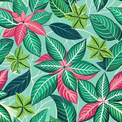 Seamless pattern of mosaic leaves and petals, capturing the beauty of nature in intricate detail, Generative AI