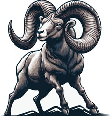 Bighorn sheep Black Vector art White Background Free Download