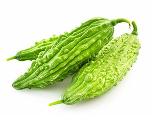 Solo Shot: Bitter Gourd on White Background in 4:3 Aspect Ratio