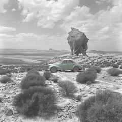 plaza, morski, auta, krajobraz, woda, oceanu, wybrzeze, niebo, charakter, piach, opoka, jeep, podr&oacute;ż, lato, opoka, droga, kamienie, auta, pustynia, jazda, przygoda