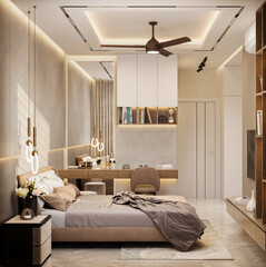 interior of a bedroom, contemporary style used in minimal bedroom