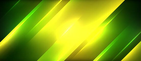 Neon dynamic diagonal light rays background. Techno digital geometric concept design for wallpaper, banner, presentation, background