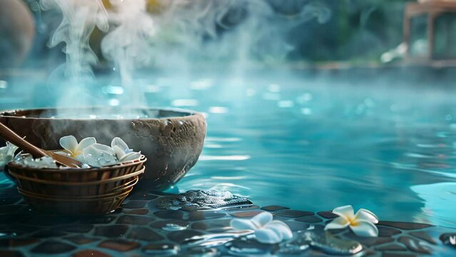 luxurious spa video background with candles, rolled towels, and flowers, serene atmosphere for relaxation and wellness, concept for spa retreats, beauty salons, wellness centers.