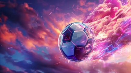 Dynamic soccer ball bursting with colorful energy
