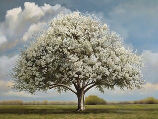 Naklejka premium In Bloom: The Bradford Pear Tree in Oklahoma's 4:3 Landscape
