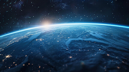 blue earth and space, global, international, technology and business background